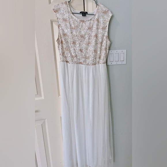 Rose Gold sequin/ white chiffon Dress - Picture 1 of 1